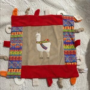 Khaki and Red Llama Baby Blanket